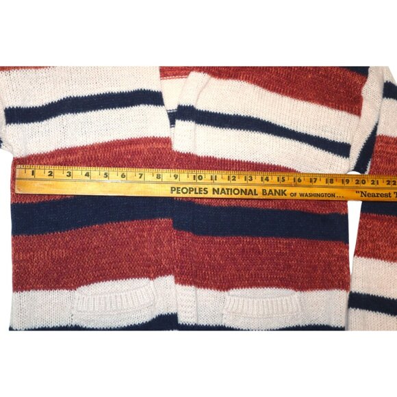 Knox Rose Striped Cardigan Sweater S Rust Navy Cream Boho Elevated Indie - Picture 6 of 7